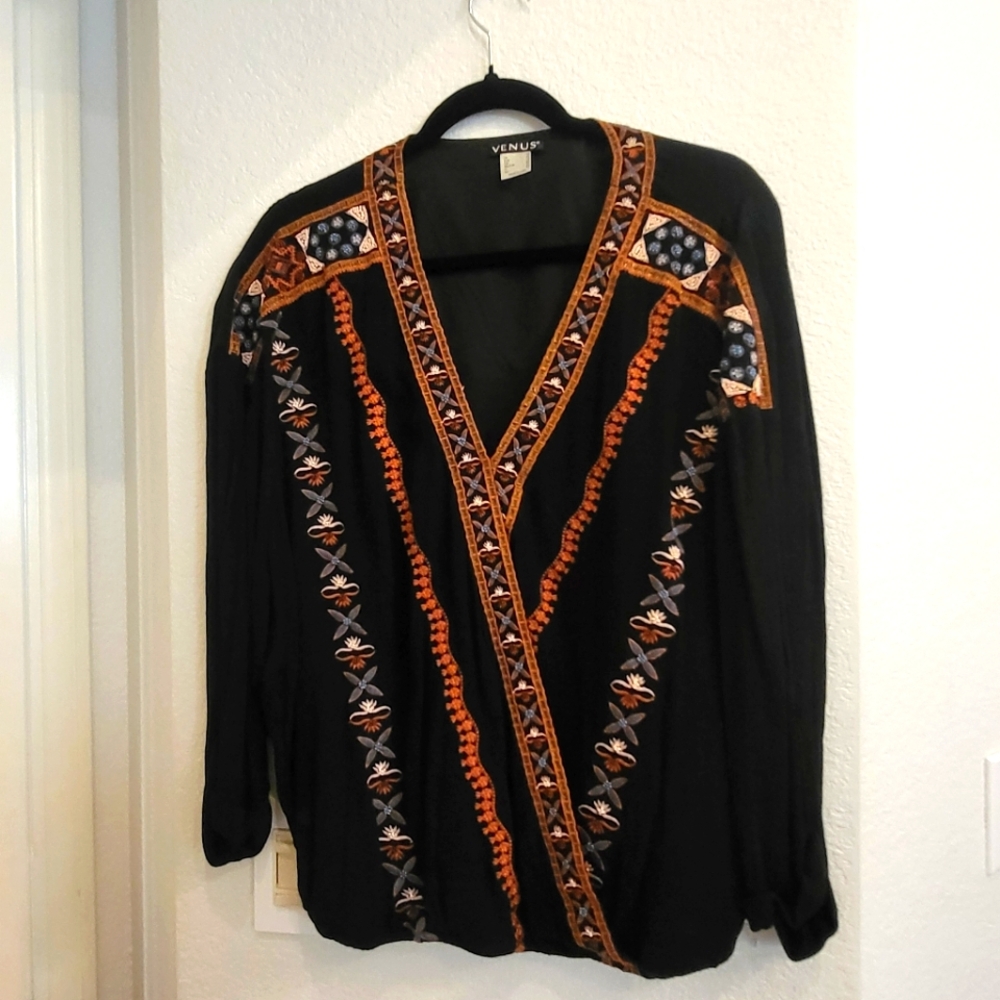 Embroidered and beaded long sleeve